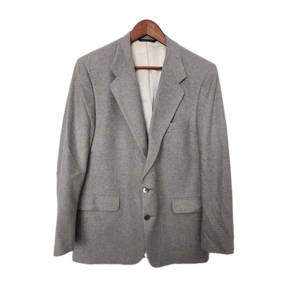 Vintage Union Made Unbranded Gray 100% Cashmere Sport Coat Blazer Men's Size 44